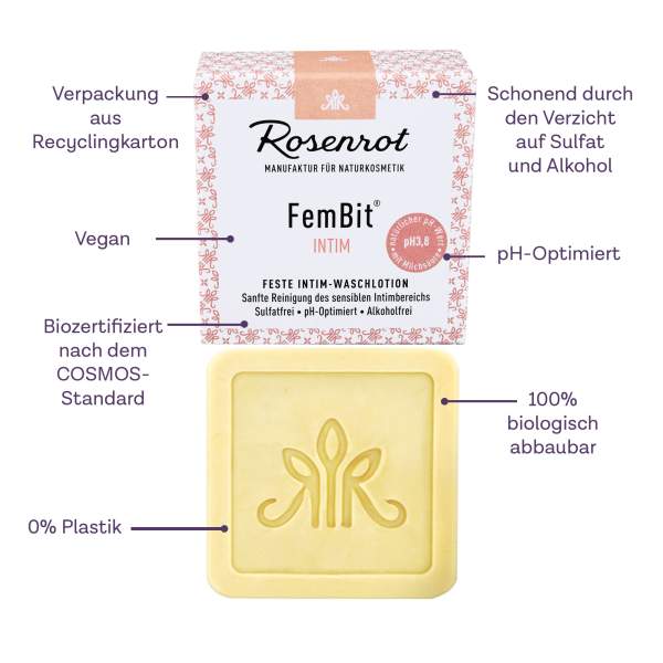 FemBit® - die feste Intimwaschlotion von Rosenrot